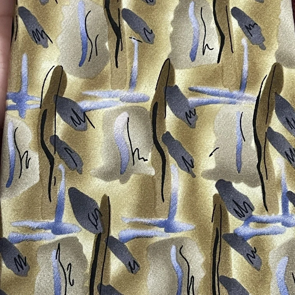 J Garcia Tie Mens One Size Gold Silk California Mission Geometric‎ Art Necktie
